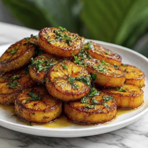 Caramelized Plantains with Fresh Herb Garnish – Vibrant Tropical Side Dish