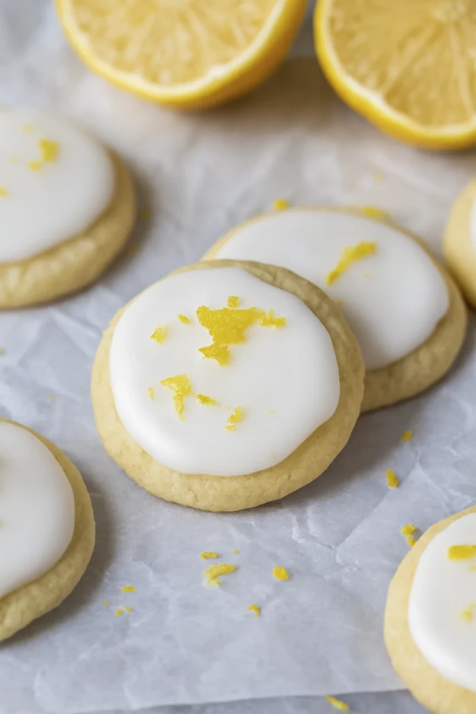 Lemon Meltaway Cookies garnished with fresh lemon zest