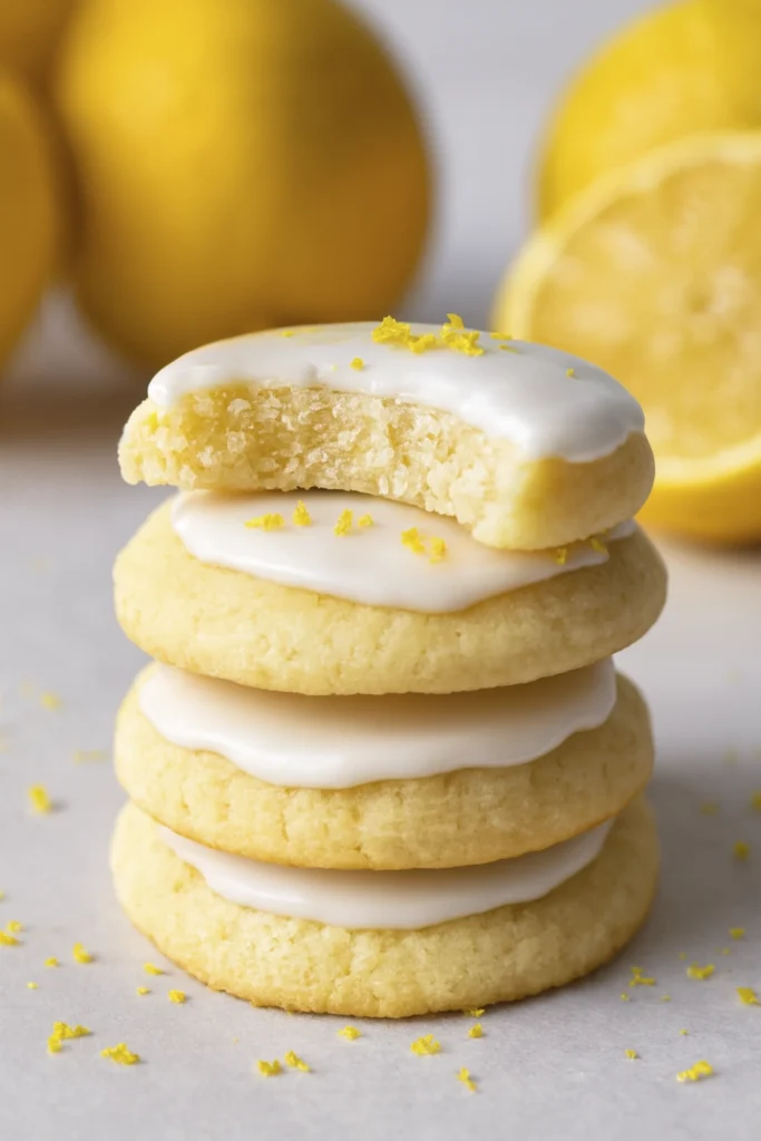 Close-up of Lemon Meltaway Cookie showing soft, buttery texture